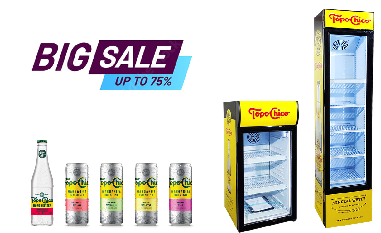 Topo Chico Water Bottle Display Cooler Fridge with Led Light Box